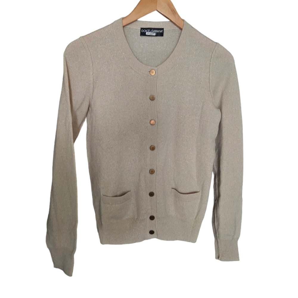 Dolce & Gabbana | Glitz Cardigan | Wool and Silk | Size 40 | Made In Italy - Picture 7 of 11